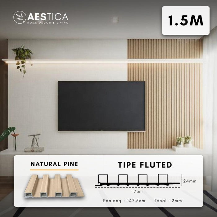 WPC Wood Wall Panel 24MM Fluted 1.5M & 3M Dekor Dinding Kayu | AESTICA
