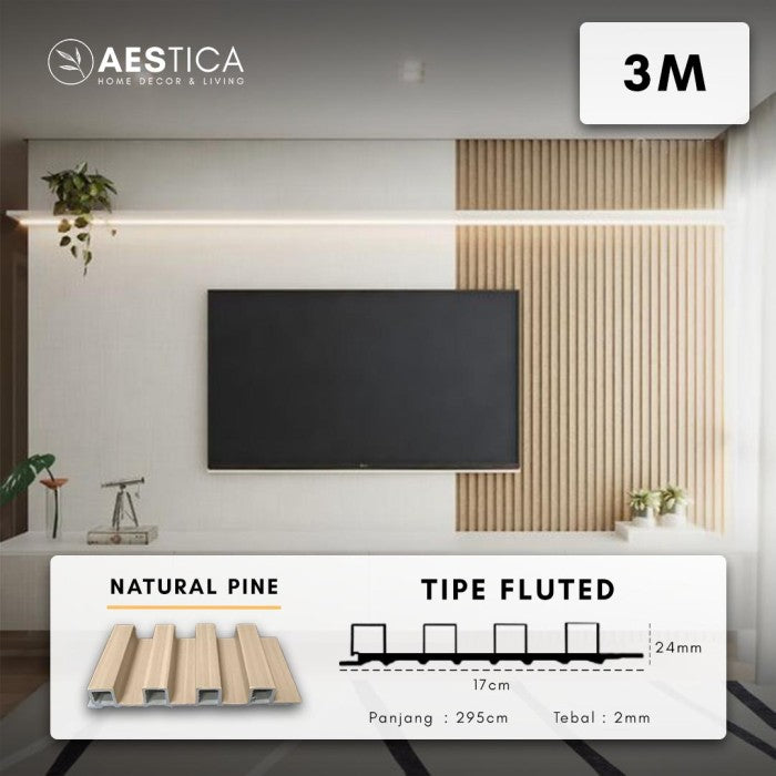 WPC Wood Wall Panel 24MM Fluted 1.5M & 3M Dekor Dinding Kayu | AESTICA