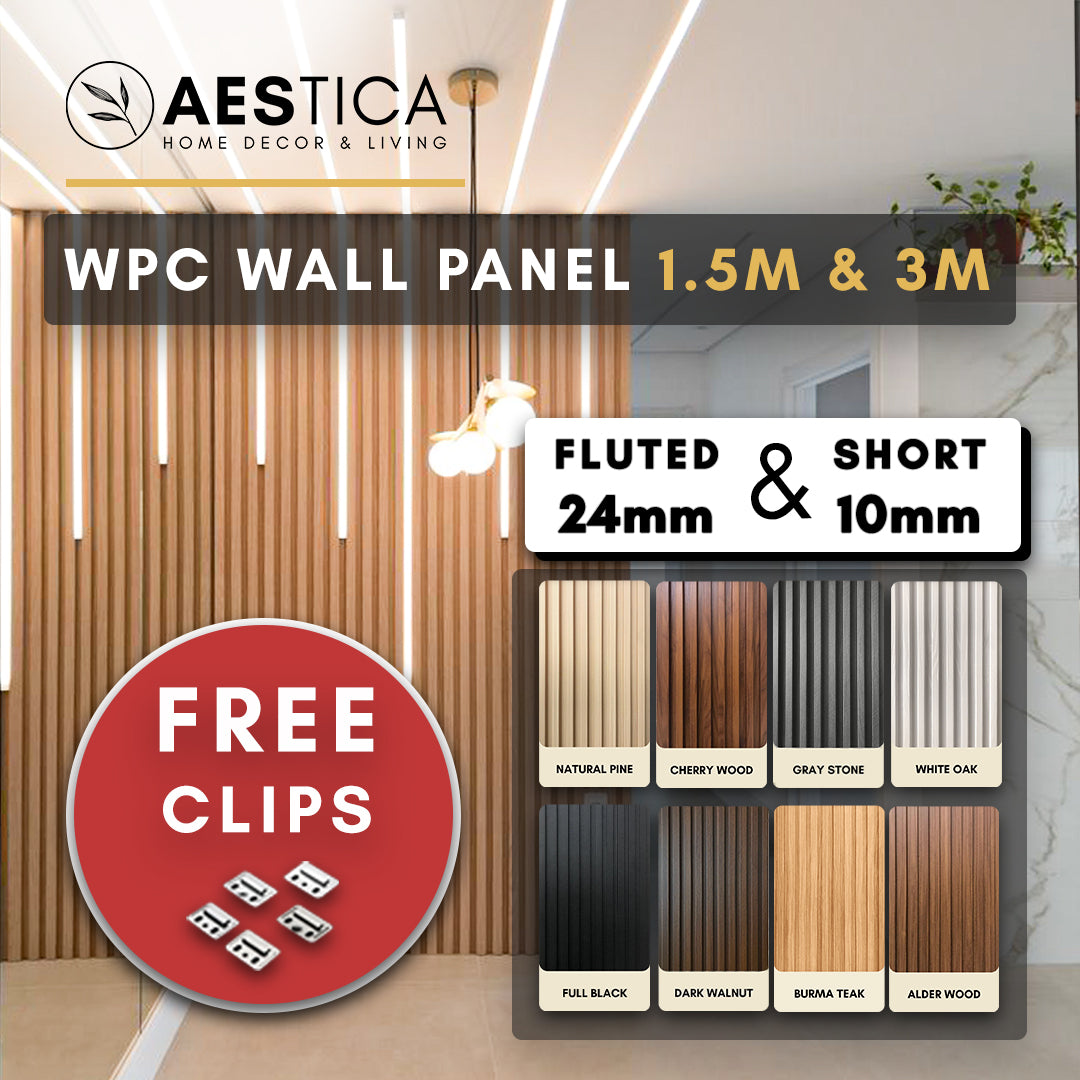 WPC Wood Wall Panel 24MM Fluted 1.5M & 3M Dekor Dinding Kayu | AESTICA