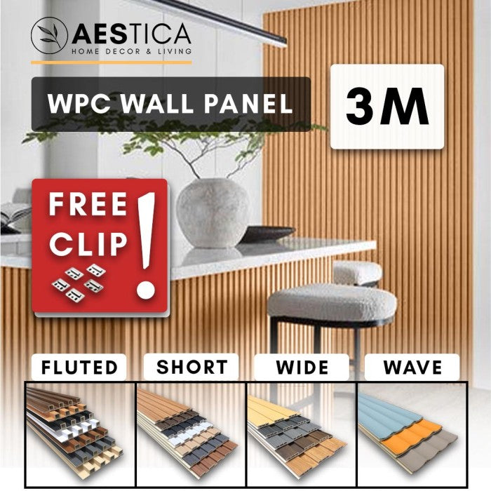 WPC Wood Wall Panel 24MM Fluted 1.5M & 3M Dekor Dinding Kayu | AESTICA