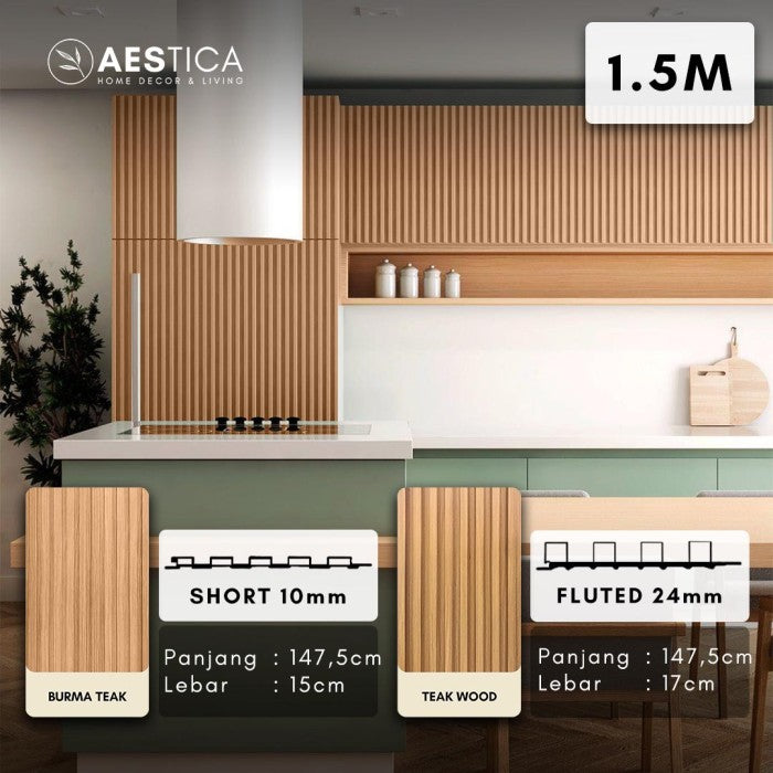 WPC Wood Wall Panel 24MM Fluted 1.5M & 3M Dekor Dinding Kayu | AESTICA