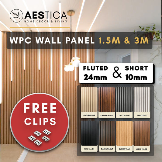 WPC Wood Wall Panel 24MM Fluted 1.5M & 3M  Dekor Dinding Kayu | AESTICA