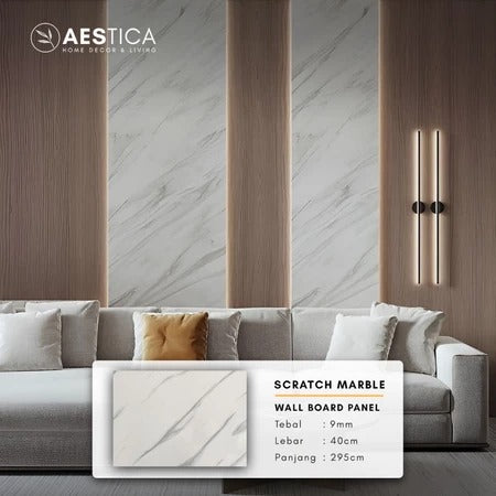 WPC Wall Board Papan Panel Dinding Kayu Marmer Granite 3M | AESTICA