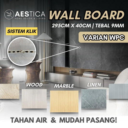 WPC Wall Board Papan Panel Dinding Kayu Marmer Granite 3M | AESTICA